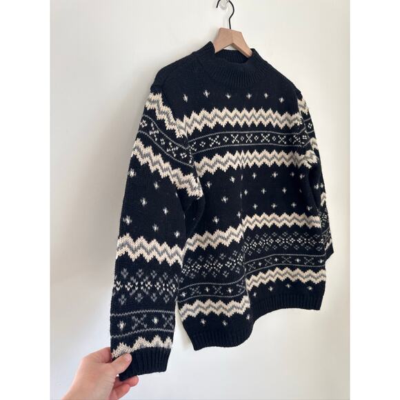 Vintage Liz Claiborne Fair Isle Oversized Wool Sweater Petite M - Picture 3 of 7